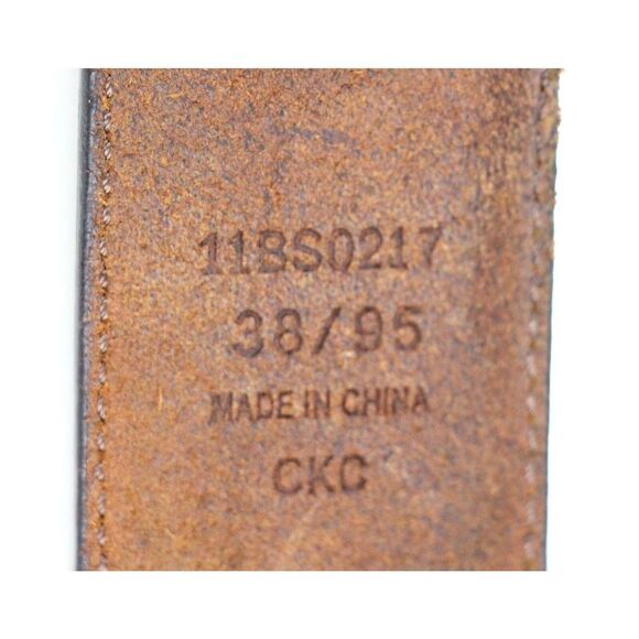 Handcrafted BROWN GENUINE LEATHER 1.5"Wd CASUAL DRESS MEN'S BELT Sz 38/95 (G38 - Picture 7 of 13